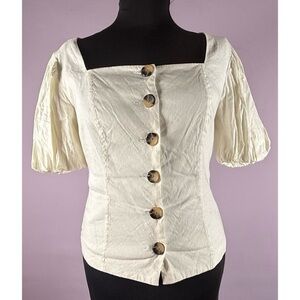 ANTONIO MELANI White Shoulder Puff Sleeve Crop Top